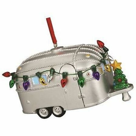 Light up resin caravan Christmas ornament, silver